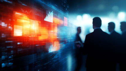 Naklejka premium Data analysis meeting for business insights corporate office visual data representation modern environment professional viewpoint strategic concept