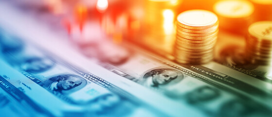 Economic trends and currency analysis financial sector digital content urban environment close-up view investment insights