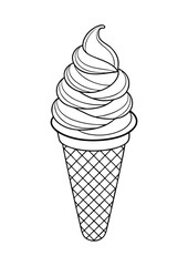 coloring page, simple black lineart illustration of a ice cream on white background. coloring page ready for print