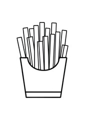 coloring page, simple black lineart illustration of a fries on white background. coloring page ready for print