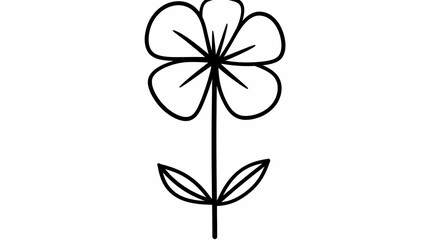 Perfect for minimalist and contemporary designs, this exquisite black line drawing features a delicate flower with leaves on a transparent background.