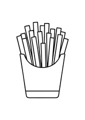 coloring page, simple black lineart illustration of a fries on white background. coloring page ready for print