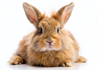 Fototapeta premium Adorable Fluffy Bunny Rabbit Isolated on White Background - Stock Photo