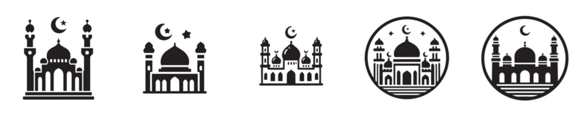 vector set of silhouette mosque icons