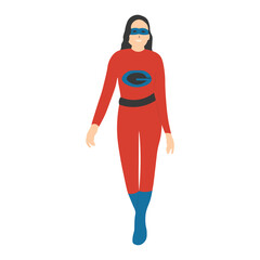 Female Superhero Illustration on White Background. Flat Vector Character