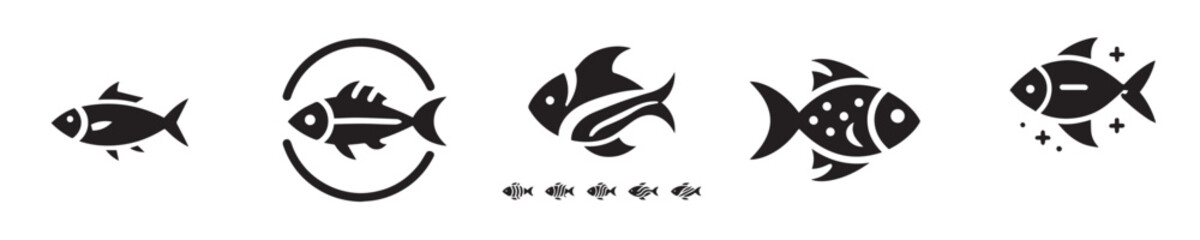vector set of silhouette fish icons