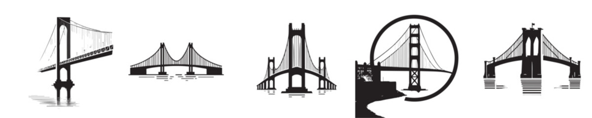 vector set of bridge silhouettes