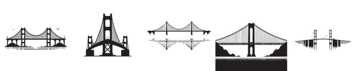 vector set of bridge silhouettes