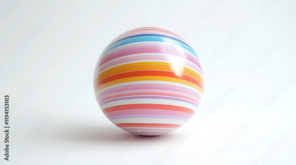 Poster colorful sphere with stripes displaying a playful design on a light background ideal for creative pr