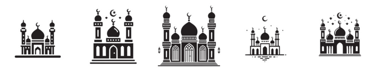vector set of silhouette mosque icons