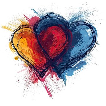 Pencil hand drawn scibble heart white background