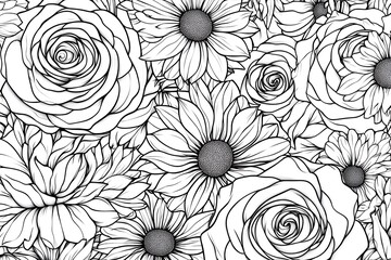 Fototapeta premium Beautiful Black and White Floral Pattern