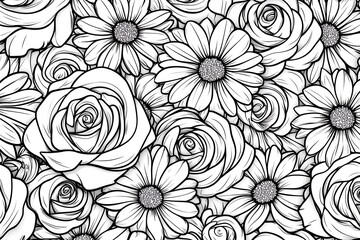 Fototapeta premium Beautiful Black and White Floral Pattern