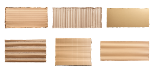 Corrugated cardboard sheets isolated on transparent background