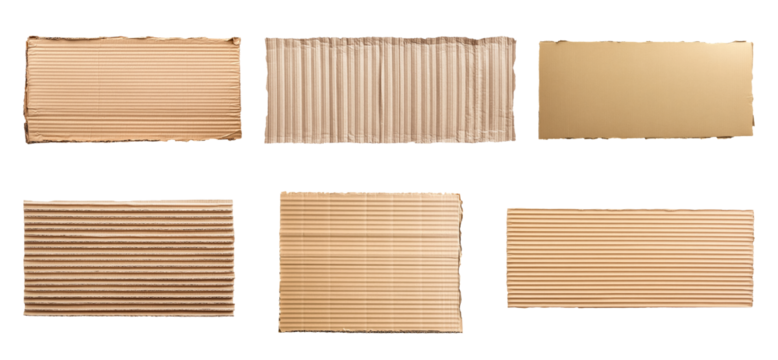 Corrugated cardboard sheets isolated on transparent background