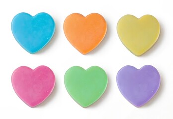 Fototapeta premium Colorful Heart Shaped Candy Candies Sweet Treats Assorted Colors Love Theme