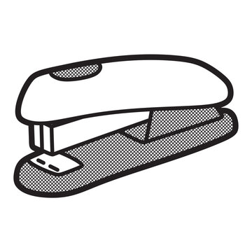 recommend clip art: black and white image, line art vector, stainless handheld stapler facing left