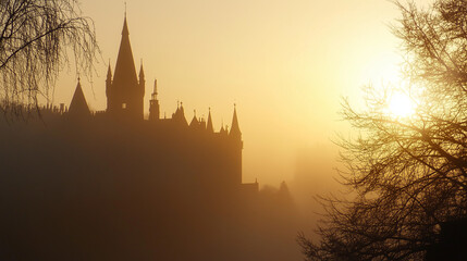 Fototapeta premium Castle Hohenzollern in Summer at golden hour