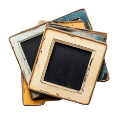 Old photo frames isolated on transparent background. Photo album.