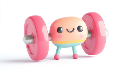 kawaii dumbbells 3d render on white background