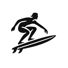 Obraz premium Silhouette eines Surfers auf einem Surfbrett – KI generiert