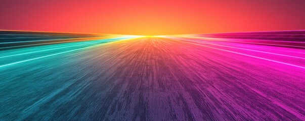 Vibrant neon light trails urban landscape digital art futuristic environment dynamic viewpoint modern concept