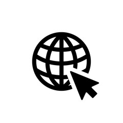 Obraz premium Website icon with globe and mouse arrow for internet and online access
