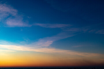 Dawn skies, pink clouds, delicate colors, bright sky
