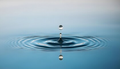 Goal of life, growth and, motivation concept: Water droplet creating ripples on a calm pond, small actions grow impact.