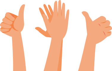 Hands Applauding and Showing Approval Signs Vector Illustration. Cheerful group of people expressing positive feedback of appreciation 
