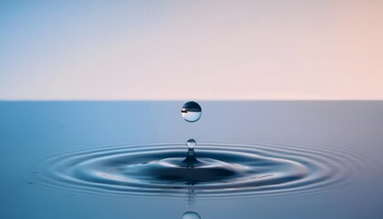 Goal of life, growth and, motivation concept: Water droplet creating ripples on a calm pond, small actions grow impact.