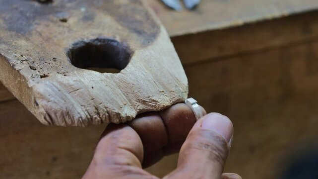 making a ring in a jewelry workshop