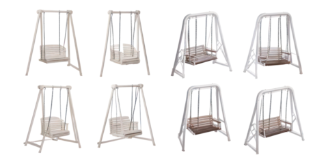 Wooden Swing Set Collection for Outdoor Play,PNG set collection, isolated on transparent background