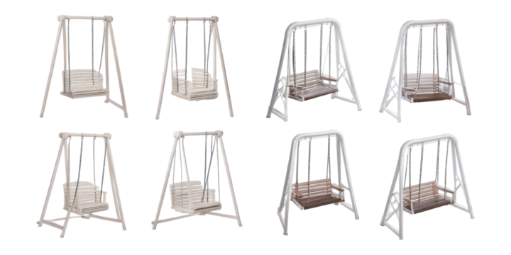 Wooden Swing Set Collection for Outdoor Play,PNG set collection, isolated on transparent background