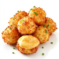 Fototapeta premium Bite-sized crispy fried balls of lobster 