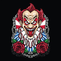 red hair clown vector illustration