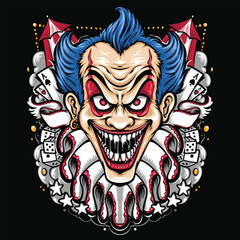 blue hair clown tshirt design