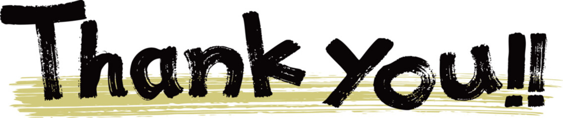 手書きの毛筆で描いたthank youの文字