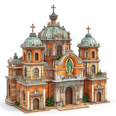 Obraz premium Majestic Colonial Church: A Glimpse into Architectural Grandeur and Religious Heritage