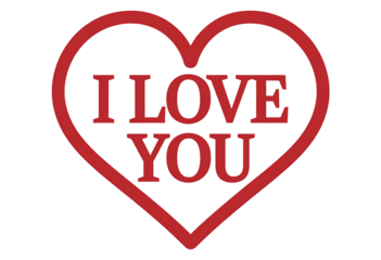 A beautiful heart with text "I LOVE YOU " for Happy valentine's Day isolated on Transparent background