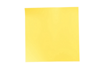 A Blank yellow sticky paper note isolated on transparent background 