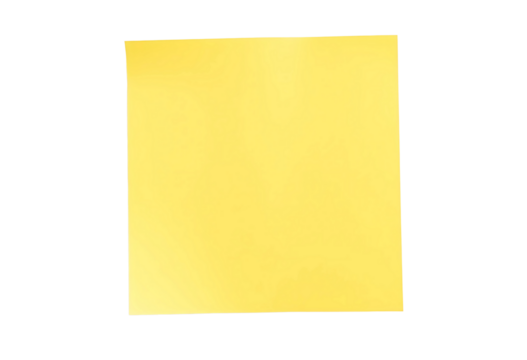 A Blank yellow sticky paper note isolated on transparent background 