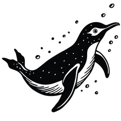 penguin diving underwater