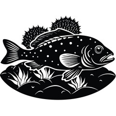 Obraz premium grouper resting near a reef