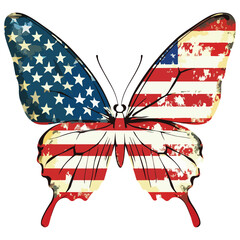 Vector Butterfly with American flag patterns