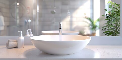 Fototapeta premium white sink in a bathroom interior