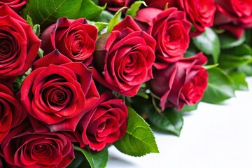 Obraz premium Close-up Red Roses Corner Border, Isolated Floral Background
