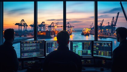 Global Trade: Monitoring Port Activity at Sunset with Advanced Technology
