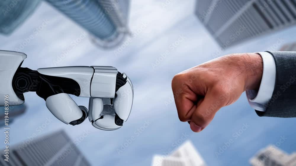 Poster futuristic robot artificial intelligence enlightening ai technology development and machine learning