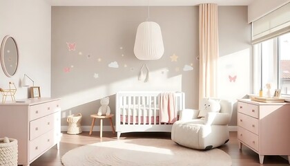 Elegant Baby Nursery Decorated With Pastel Colors And Cute Designs